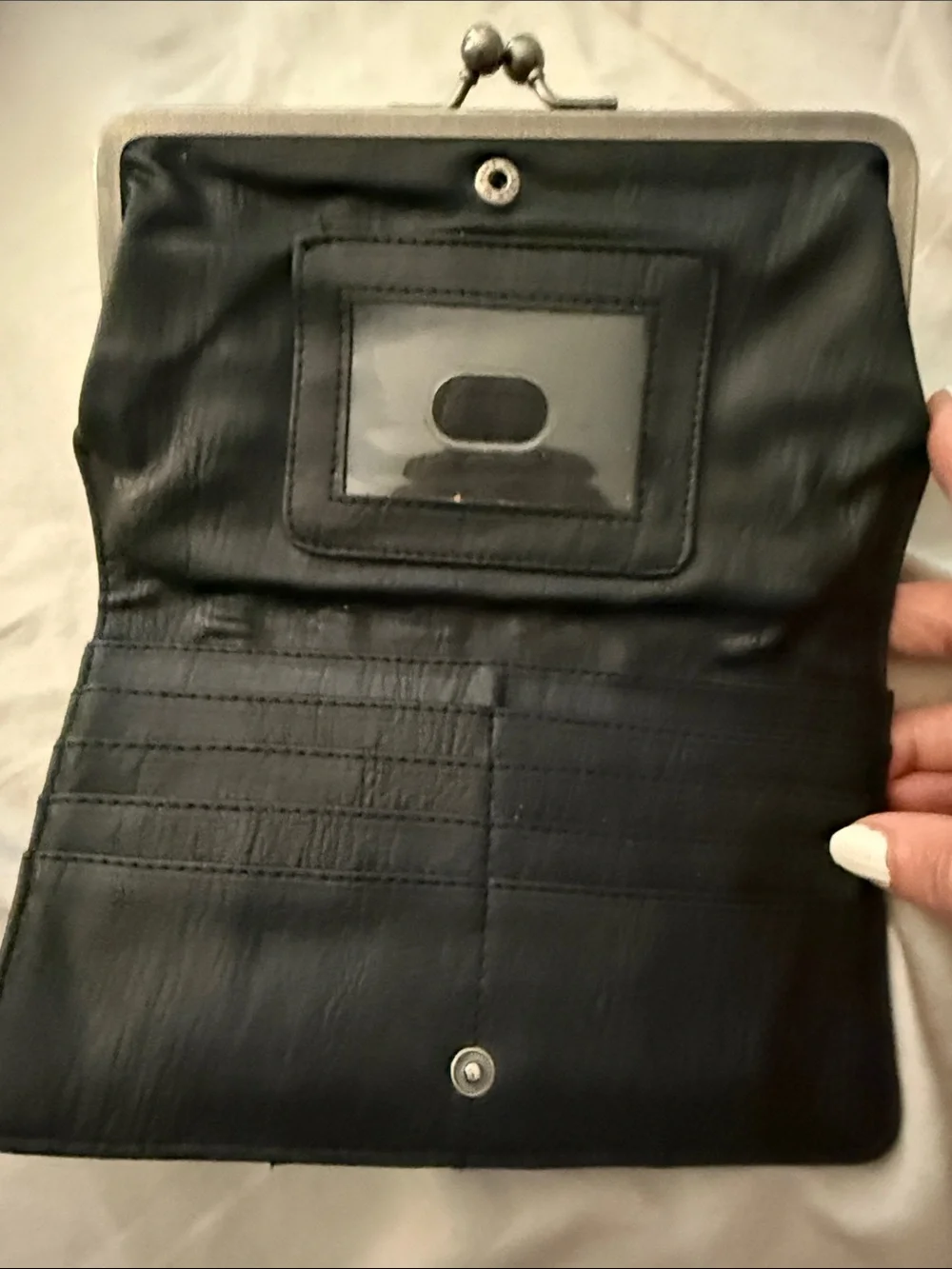 Jessica Simpson Black Textured Frame Clutch with Silver Hardware